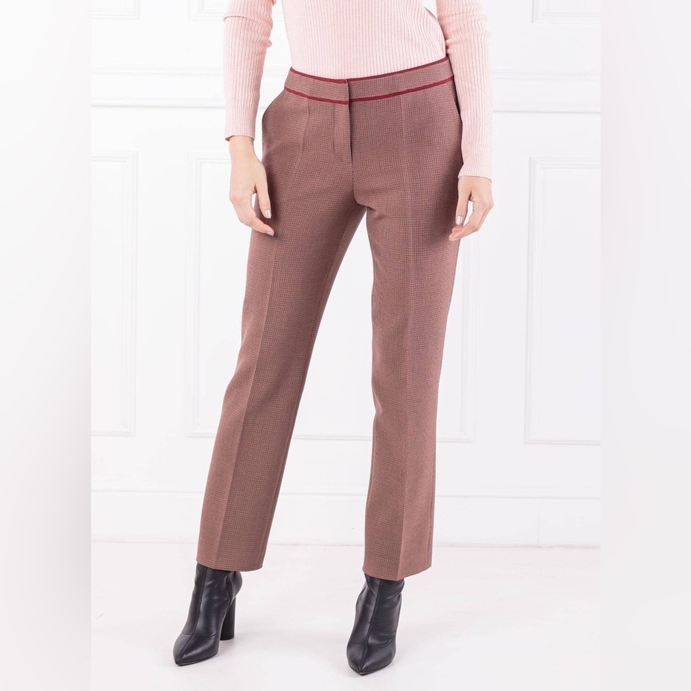 BOSS Hugo Boss Taliviena Check Suit Ankle Trousers Brown 6